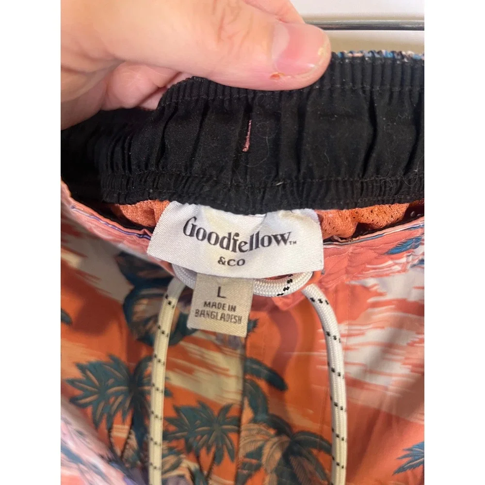 Goodfellow & Co Mens Swim Trunks‎ Tropical Palm Tree Floral Orange Size L